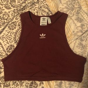 Adidas Cropped Keyhole Tank Burgundy